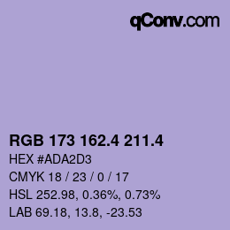 カラーコード: RGB 173 162.4 211.4 | qconv.com