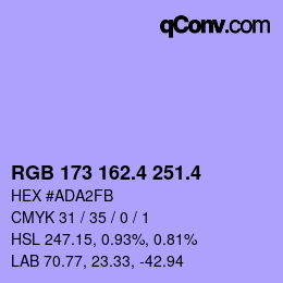 カラーコード: RGB 173 162.4 251.4 | qconv.com