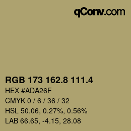 カラーコード: RGB 173 162.8 111.4 | qconv.com