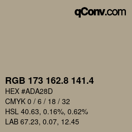 カラーコード: RGB 173 162.8 141.4 | qconv.com