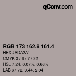 カラーコード: RGB 173 162.8 161.4 | qconv.com