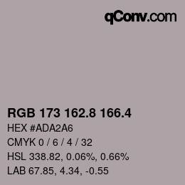 カラーコード: RGB 173 162.8 166.4 | qconv.com