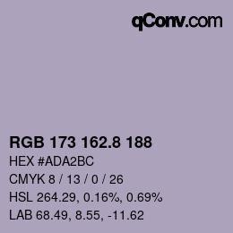 Color code: RGB 173 162.8 188 | qconv.com
