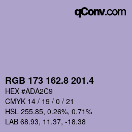 カラーコード: RGB 173 162.8 201.4 | qconv.com