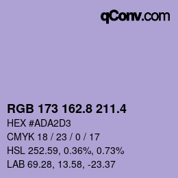 カラーコード: RGB 173 162.8 211.4 | qconv.com