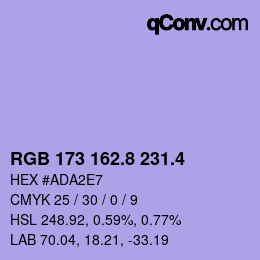 カラーコード: RGB 173 162.8 231.4 | qconv.com