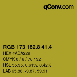 カラーコード: RGB 173 162.8 41.4 | qconv.com