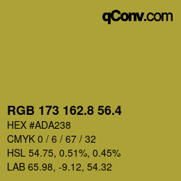カラーコード: RGB 173 162.8 56.4 | qconv.com