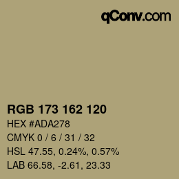 カラーコード: RGB 173 162 120 | qconv.com