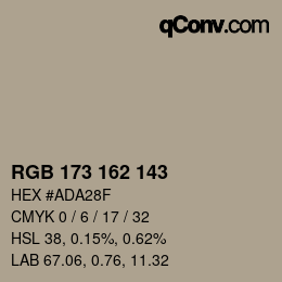 カラーコード: RGB 173 162 143 | qconv.com