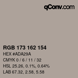 Code couleur: RGB 173 162 154 | qconv.com