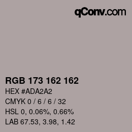 カラーコード: RGB 173 162 162 | qconv.com