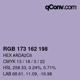 Farbcode: RGB 173 162 198 | qconv.com