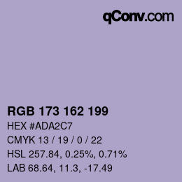 Color code: RGB 173 162 199 | qconv.com