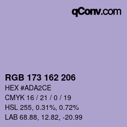 Color code: RGB 173 162 206 | qconv.com