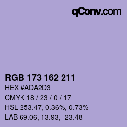 颜色代码: RGB 173 162 211 | qconv.com