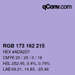 Color code: RGB 173 162 215 | qconv.com