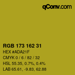 Color code: RGB 173 162 31 | qconv.com