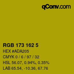 Color code: RGB 173 162 5 | qconv.com