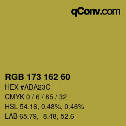 Color code: RGB 173 162 60 | qconv.com