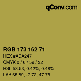 カラーコード: RGB 173 162 71 | qconv.com
