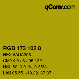 カラーコード: RGB 173 162 8 | qconv.com