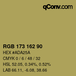 カラーコード: RGB 173 162 90 | qconv.com
