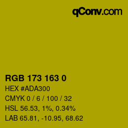 Color code: RGB 173 163 0 | qconv.com