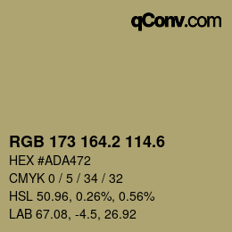 カラーコード: RGB 173 164.2 114.6 | qconv.com