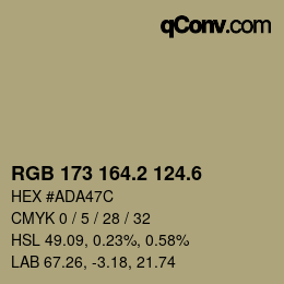 カラーコード: RGB 173 164.2 124.6 | qconv.com