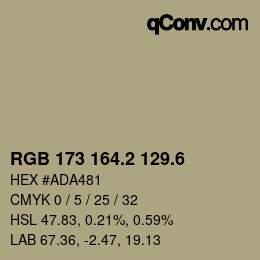カラーコード: RGB 173 164.2 129.6 | qconv.com
