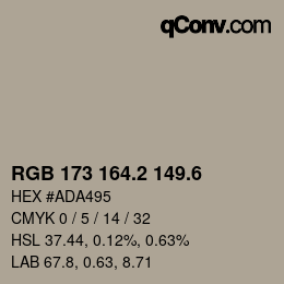カラーコード: RGB 173 164.2 149.6 | qconv.com