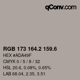 カラーコード: RGB 173 164.2 159.6 | qconv.com