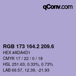 カラーコード: RGB 173 164.2 209.6 | qconv.com