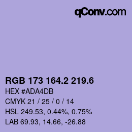 カラーコード: RGB 173 164.2 219.6 | qconv.com