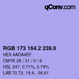 カラーコード: RGB 173 164.2 239.6 | qconv.com