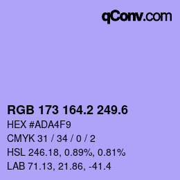 カラーコード: RGB 173 164.2 249.6 | qconv.com