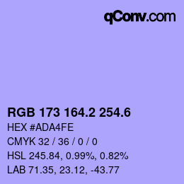カラーコード: RGB 173 164.2 254.6 | qconv.com