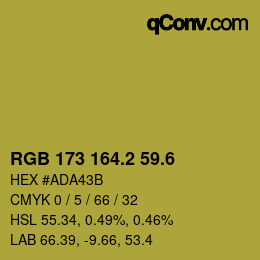 カラーコード: RGB 173 164.2 59.6 | qconv.com