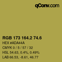 カラーコード: RGB 173 164.2 74.6 | qconv.com
