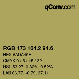 カラーコード: RGB 173 164.2 94.6 | qconv.com