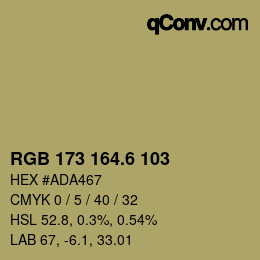 カラーコード: RGB 173 164.6 103 | qconv.com