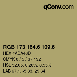 カラーコード: RGB 173 164.6 109.6 | qconv.com