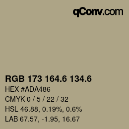 カラーコード: RGB 173 164.6 134.6 | qconv.com