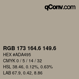 カラーコード: RGB 173 164.6 149.6 | qconv.com