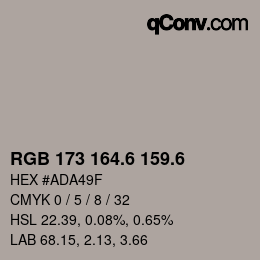 カラーコード: RGB 173 164.6 159.6 | qconv.com