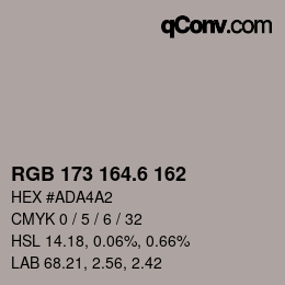 カラーコード: RGB 173 164.6 162 | qconv.com