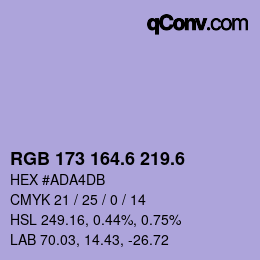 カラーコード: RGB 173 164.6 219.6 | qconv.com