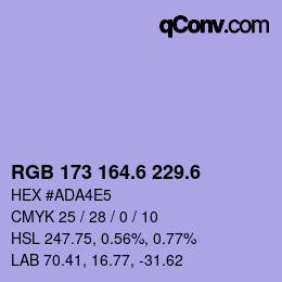 カラーコード: RGB 173 164.6 229.6 | qconv.com