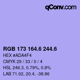 カラーコード: RGB 173 164.6 244.6 | qconv.com